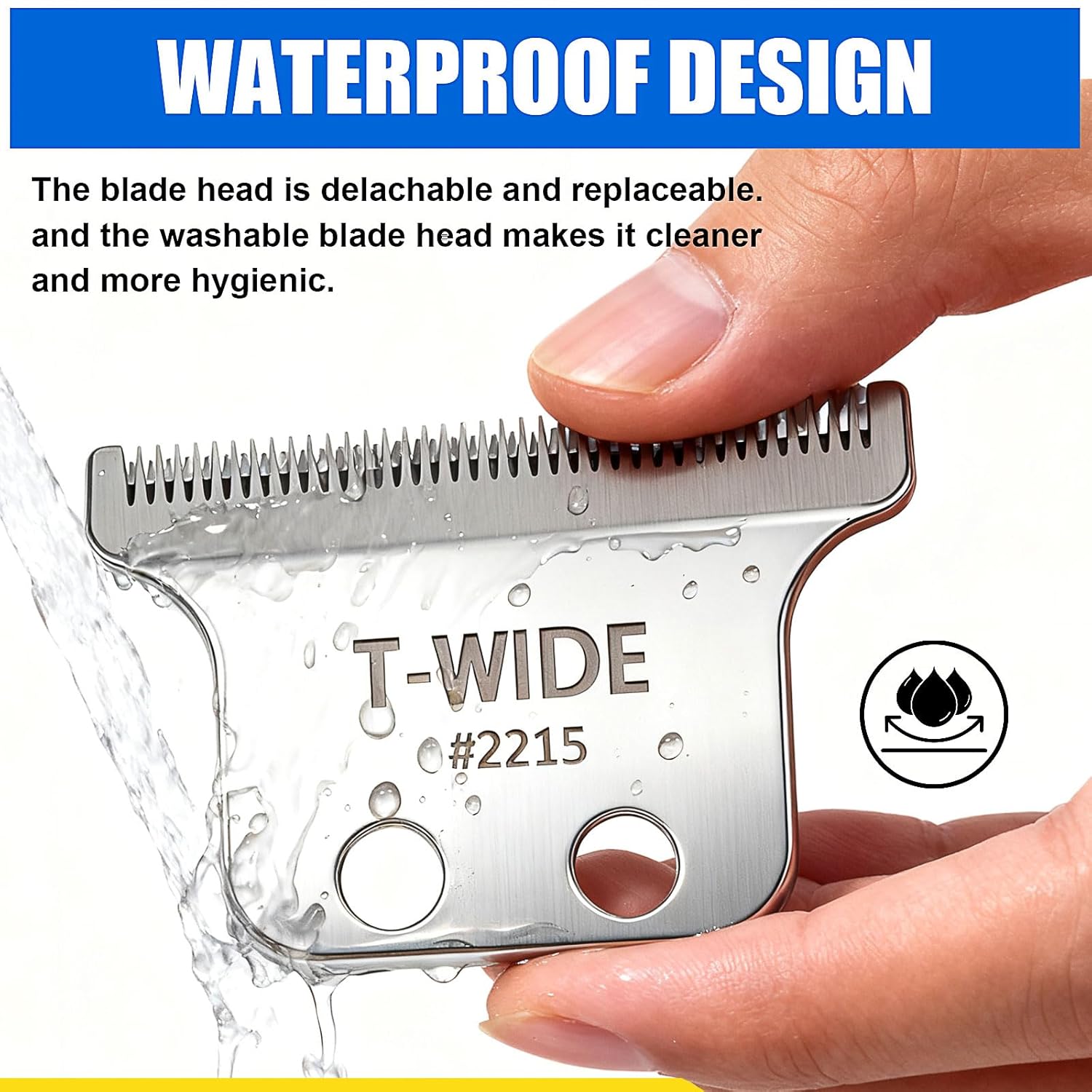 Wahl 2215 Replacement T Wide Blades - Adjustable Stainless Steel Zero-Gap for Detailer Li Trimmer (1PC, Silver)