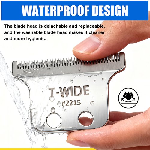 2215 Replacement T Wide Blades Compatible with Wahl 5 Star Detailer Li Trimmer(8081) and (8171) - Adjustable Stainless-steel Zero-Gap Trimmer Blade （1PC-silver)