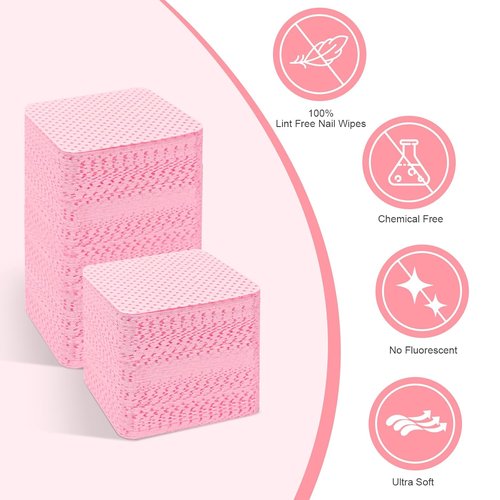 Skiennix Lint-Free Nail Wipes - 540PCS Super Absorbent Nail Polish Remover & Eyelash Extension Wipes