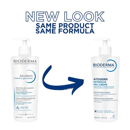 Bioderma Atoderm Intensive Gel-Cream - Soothing Moisturizer for Dry & Atopic Skin | 24-Hour Hydration, 16.9 Fl Oz