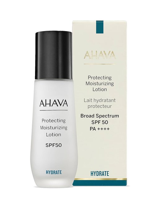 AHAVA Protecting Moisturizing Lotion SPF 50 - Daily Skin Defense & Hydration, Boosts Freshness & Glow, 1.7 Fl. Oz