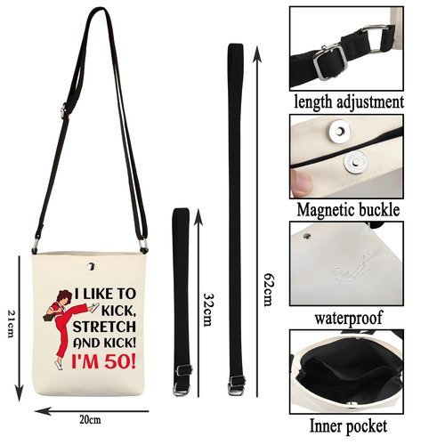G2TUP TV Show Inspired Gift I Like To Kick I'm 50 Crossbody Bag Fun Skit Lover Cosmetic Bag TV Show Characters Fans Gift (I Like To Kick I'm 50 X)