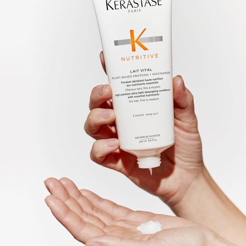 Kerastase Nutritive Lait Vital Hydrating Conditioner - Nourishes Fine to Medium Dry Hair | Plant-Based Proteins & Niacinamide