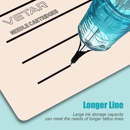 JCONLY VETAR TATTOO CARTRIDGE NEEDLES - 20Pcs Tattoo Needles #10 Bugpin 3 Round Liner Tattoo Cartridges 1003RLL Tattoo Needles Diameter 0.30mm Long Taper 5mm Cartridges
