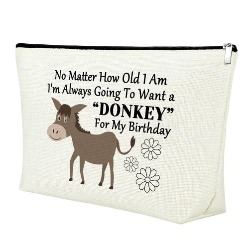 Mxrymvu Donkey Themed Gifts Makeup Bag Crazy Donkey Lady Gift Cosmetic Bag Donkeys Gifts for Women Zipper Pouch Animal Lover Gift for Her Funny Birthday Present Travel Pouch