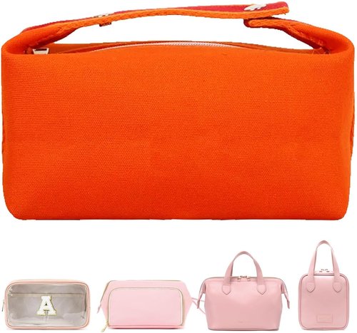 Fammart Travel Makeup Bag - Waterproof Canvas Cosmetic Organizer for Women | Large Toiletry Pouch