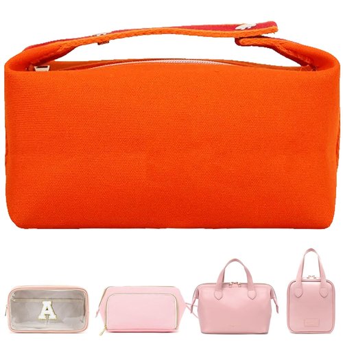 Fammart Travel Makeup Bag, Waterproof Canvas Cosmetic Bag Make Up Organizer Case for Women, Large Toiletry Bag Skincare Pouch for Toiletries Accessories Brushes