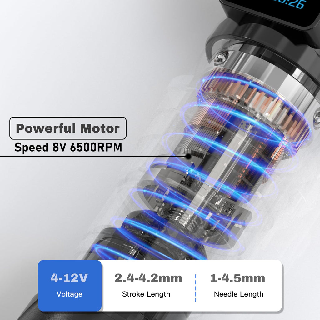 Wormhole Tattoo Gun Kit Wireless Tattoo Kit with 7 Adjustable Stroke 2,300mAh Power Tattoo Machine with Normal/Jump-Start/Dot Working Mode with LED Digital Display Professional Xtreme Tattoo Kit