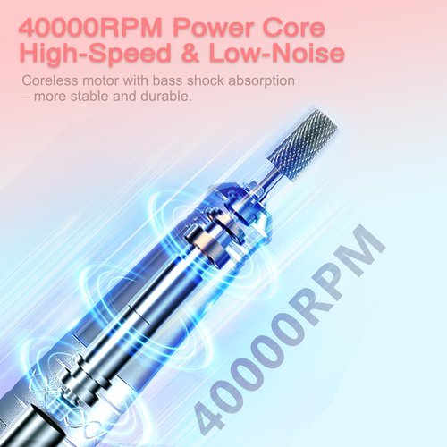 Electric Nail Drill with Magnetic Base, Professional Nail File Kit for Thick Toenails & Callus Removal – 40000RPM Powerful Grinder for Acrylic, Pedicure, Manicure – Cordless, Rechargeable