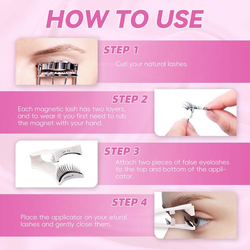 FADLASH Magnetic Eyelashes with Applicator Natural Look Magnetic Lashes Reusable 2 Pairs False Eyelashes Kit Easy to Wear and Remove (806+B7)
