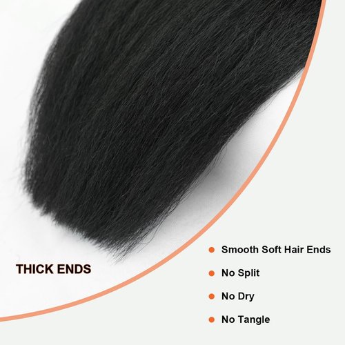 Bundles Human Hair Kinky Straight Yaki Straight Bundles Kinkystraight 16 Inch 1 Bundle 12A 100% Unprocessed Brazilian Virgin Human Hair Bundles for Black Women Natural Black Raw Hair Extension
