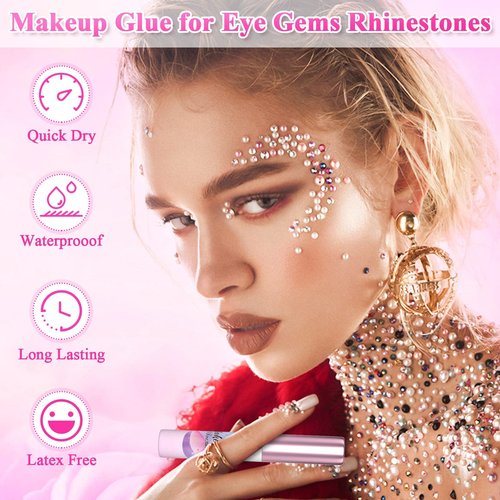 Rhinestones Face Glue for Cosplay Makeup, Shynek 2PCS Body Glue Waterproof Eye Glitter Hair Adhesive Spirit Adhesive for Halloween Costume Wig Face Gems Eye Body Glitter