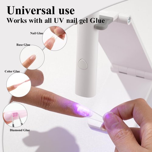 EODCI Handheld UV Nail Lamp, Mini U V LED Nail Lamp Handheld with Stand, Portable Nail Dryer Rechargeable USB Cordless, Nail Light with 2 Timers for Fast Drying