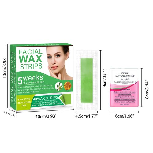 Facial Wax Strips for Women – 98% Natural Formula, Hypoallergenic for Sensitive Skin – Face Wax Strip for Hair Removal, Gentle & Quick Eyebrow Wax Strips for Upper Lip, Chin, Legs & Bikini Line 230cs