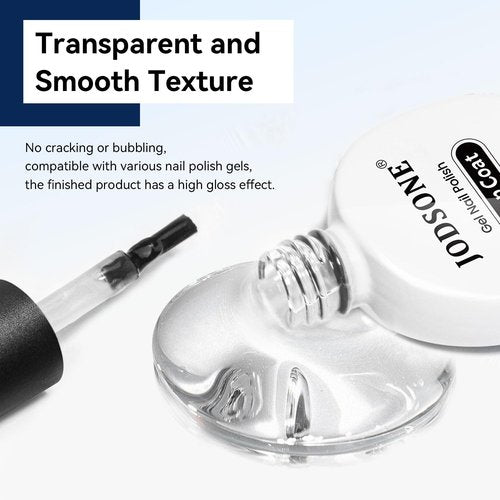 JODSONE Gel Top Coat - No Wipe, Glossy Shine Finish, Long Lasting | 16.5ml for Salon & DIY Nail Art