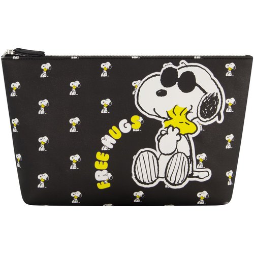 Concept One Peanuts Snoopy Women's Makeup Bag, Small Travel Cosmetic Zipper Pouch Organizer, Black
