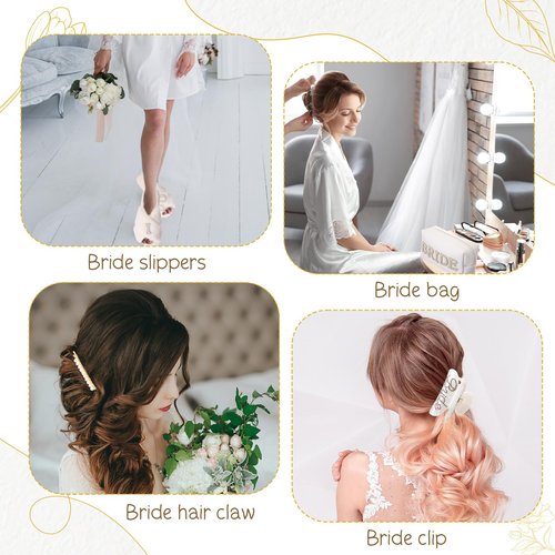 Shyyween 5 Pcs Bridal Gift Set Bride Makeup Bag I Do Bride Slippers Claw Hair Clip and Hairpins Accessories Wedding Engagement Gift Shower for Bridal Engagement Bachelorette Party