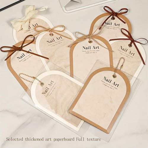 Acycoin2A 10PCS Handmade Ins Press On Nail Packaging Nail Gel Polish Sample Display Nail Art Background Card Dustproof Bag With Tie Bags