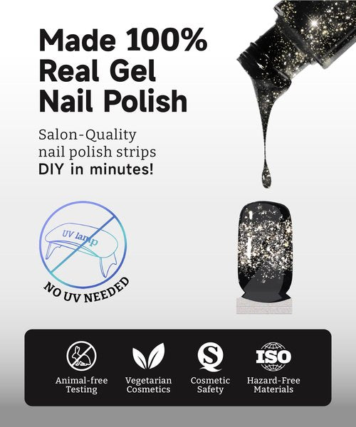 ruyeefam Glitter Nail Polish Strips, 32 Pcs Salon Quality Gel Nail Stickers, Long Lasting Wraps Easy to Use & Remove (Glitter Aquamarine)