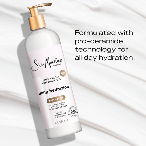 SheaMoisture Daily Hydration Body Lotion - Nourishing Coconut Oil & Shea Butter, 24H Moisturizing, 16 oz