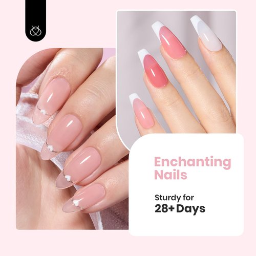 Beetles Rubber Base Builder Nail Gel Set - 6 Colors Nude Pink White Base Gel Polish 5 in 1 for Nail Extension, Repair and Sculpting, Soak Off U V LED Lamp Cure Manicure Art Design Gifts for Women