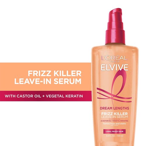 L'Oreal Paris Elvive Dream Lengths Leave-In Serum - Frizz Control, 3.4 Ounce
