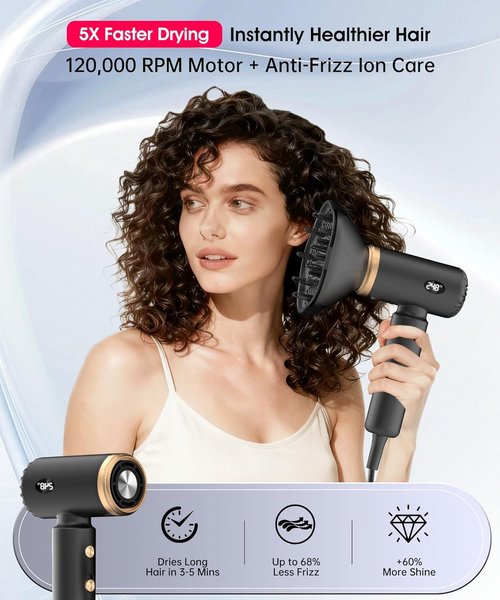 Skiennix Travel Hair Dryer - Dual Voltage Mini Ionic Blow Dryer for Fast Drying | Compact & Lightweight (Black)