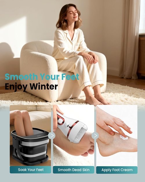 PUBOO Foot Callus Remover Electric 10000 RPM 3-Speed IPX7 Rechargeable Pedicure Kit for Hard Skin Women & Men. Portable Multi-Roller File Grinder Sander Scrubber with LED Display for Wet & Dry Feet