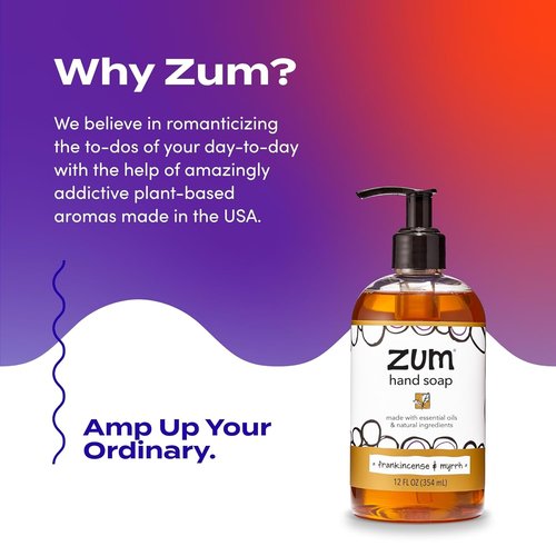Indigo Wild Zum Hand Soap - Natural Liquid Soap with Frankincense & Myrrh Scent - 12 oz (4 Pack)