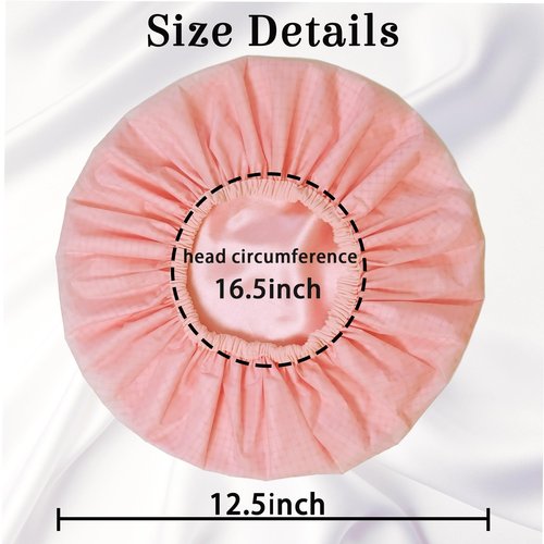 choshion Shower Cap for Women, Shower Caps Reusable Waterproof, Large Plastic Satin Lined Shower Cap for Braids Long Hair