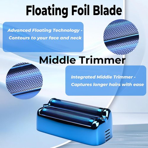 BaBylissPRO Replacement Shaver Foil & Cutter Heads - 2-Pack for FXONE BlackFX Shaver | Double Foil (Blue)
