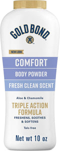 Gold Bond Comfort Body Powder - Talc-Free Formula with Aloe & Chamomile | 10 oz. Fresh Clean Scent