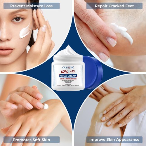 OUKEYA Urea Cream 42% plus Salicylic Acid 2% Net 350g for Dry Cracked Feet, Heels, Knees, Elbows, Hands Repair Treatment.Moisturizes and Removes Corns,Calluses,Dead Skin,and Softens Toenails
