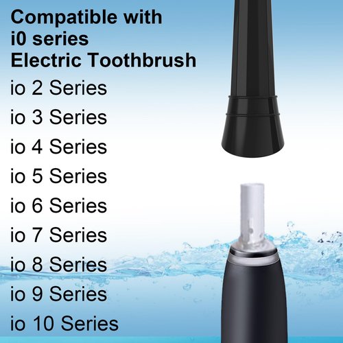 iO Replacement Heads Compatible with Oral b iO 2/3/4/5/6/7/8/9/10 Series Electric Toothbrush,Toothbrush Heads with Medium-Hard Bristles for Plaque Removal & Teeth Care,Black