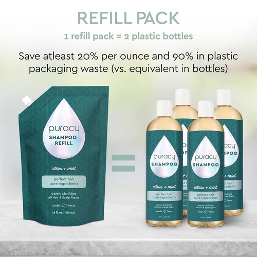 Puracy Shampoo - Gently Clarifying Formula for All Hair Types | Rosemary Oil for Hair Growth, 12 Oz