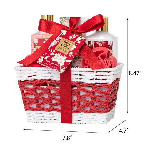 Valentines Day Gifts for Women - 9 Pcs Rose Bath and Body Gift Basket Set for Women, Spa Gift Set with Shower Gel | Pampering Gift for Christmas, Birthday, Mothers Day Gifts for Mom, Gift Sets for Her