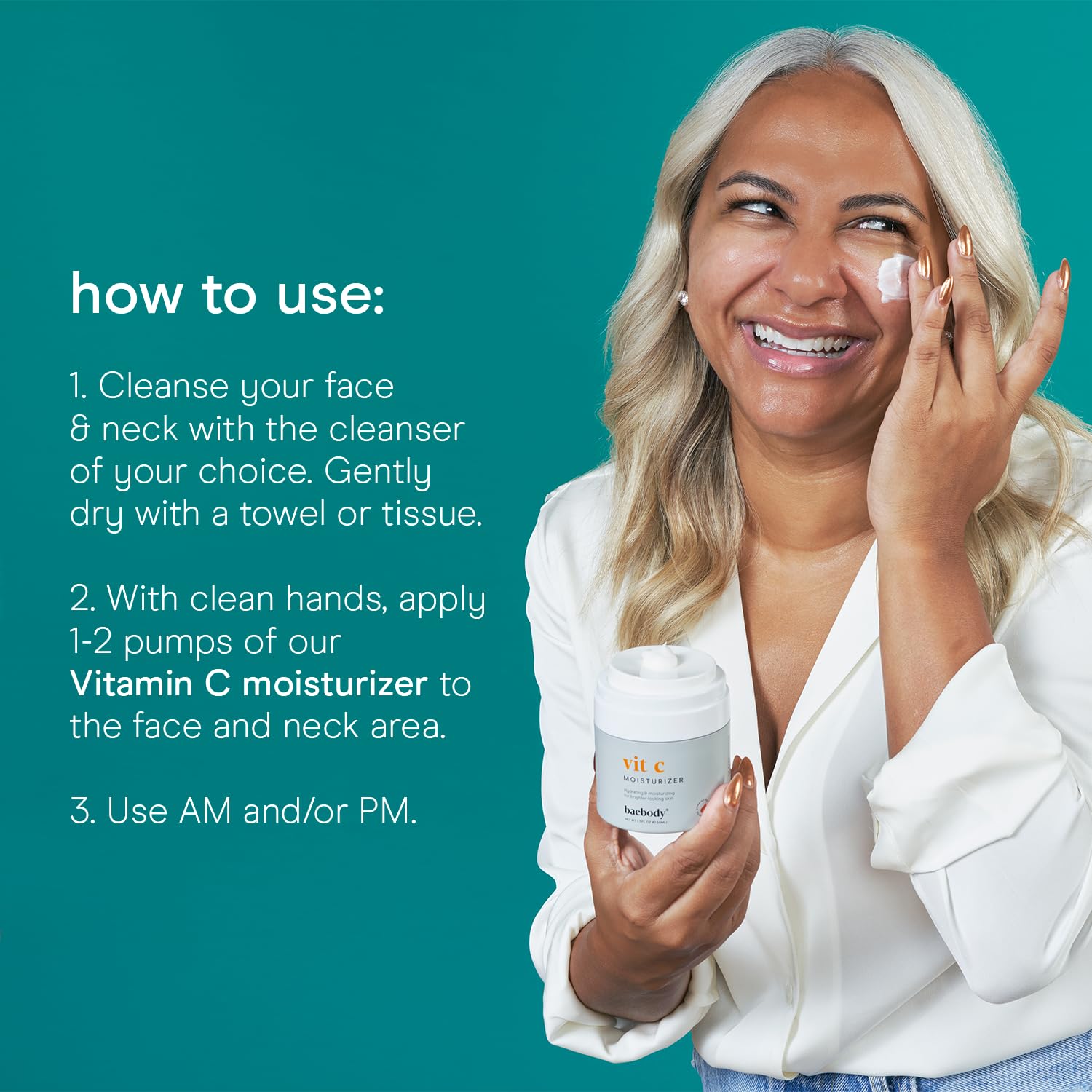 Baebody Vitamin C Face Moisturizer - Brightening Anti-Aging Cream with Jojoba Oil | 1.7 fl oz