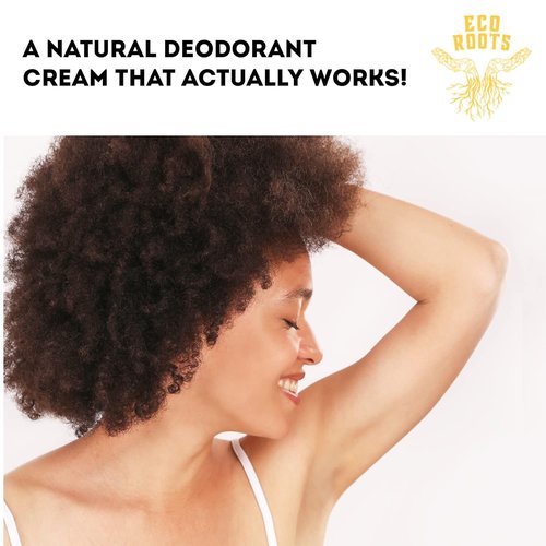 ECO ROOTS Natural Deodorant Cream - Organic & Vegan, Baking Soda Free | Rose Geranium Scent