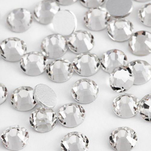 Eleegem 2000PCS SS20 Flatback Rhinestones | 12-Facet Diamond-Cut Glass Gems for Nail Art, Clothing, DIY Crafts |Glue-On Decoration Stones with Silver Backing(Crystal)