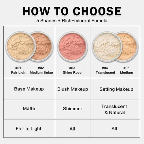 IONSGAKO Mineral Powder Foundation - Lightweight Buildable Coverage for Natural Makeup | 0.35 oz (01 Fair Light)