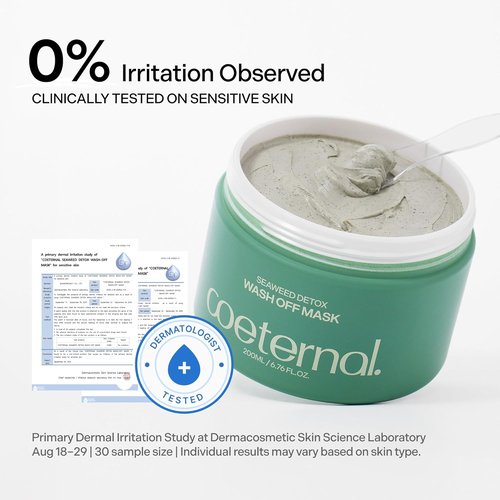 Seaweed Detox Wash Off Mask - Cooling Korean Clay Mask with Bentonite & Kaolin for Deep Cleansing | 200ml