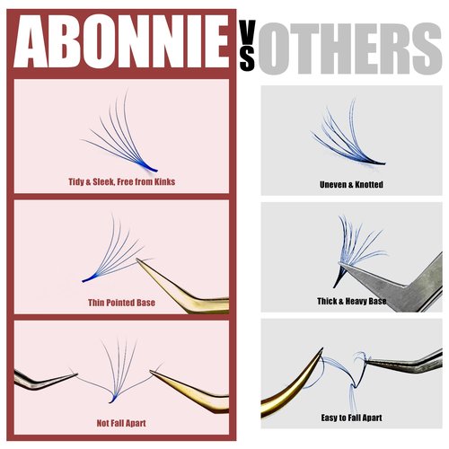 ABONNIE Colored Lash Extensions, 400 pcs Mix Color Premade Fans Eyelash Extension,6D 12mm C Curl lash Extension, Premade Lash Fans Cashmere Lash Extension(6D 0.07-C 12mm)