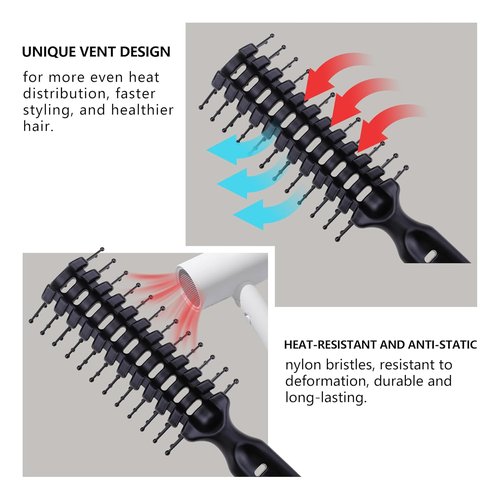 PERFEHAIR Vented Hair Brush - Lightweight Detangling & Quick Blow Drying for Fine & Medium Hair