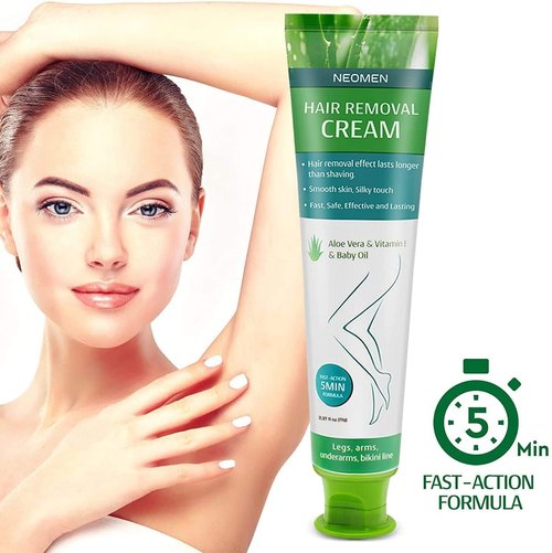 Hair Removal Cream for Men & Women: Painless Depilatory for Sensitive Skin & Intimate Areas, Moisturizing with Aloe Vera & Vitamin E, Safe for Face, Underarms, Bikini, Arms (3.7 Fl Oz (Pack of 2))