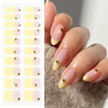 JMEOWIO Gel Nail Stickers Bee Yellow French Tip Semi Cured Gel Nail Strips Wraps UV/LED Nails Art Design Decoration Accessories