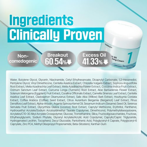 numbuzin No.1 Pantothenic B5 Active Soothing Cream | Remove sebum and skin troubles, Pantothenic acid, Korean Skincare Gift for Women | 2.70 fl oz