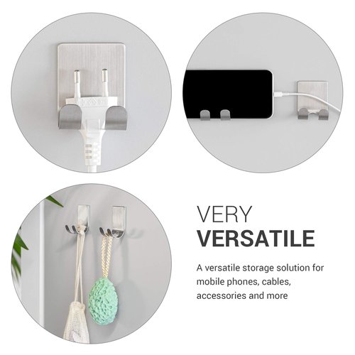 kwmobile 2x Razor Holder- Self-Adhesive Aluminum Alloy Shaver Wall Mount - Bathroom Organizer for Showers - Silver