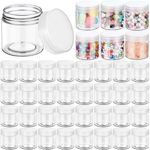 eBoot 150 Piece 2 Oz Plastic Container Jars with Lids Round Clear Cosmetic Empty Clear Plastic Jars for Lotion, Cream, Makeup, Eye Shadow, Rhinestone, Samples, Pot, Travel Storage(2 Oz)
