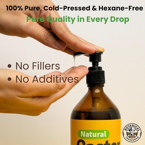 Skiennix Organic Castor Oil Kit - 100% Pure Cold Pressed, Hexane Free | 17oz Glass Bottle with 2 Reusable Cotton Flannel Wraps & Applicator for Eyelashes, Eyebrows, Skin, Navel