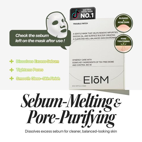 Trouble Patch Mask - Hydrocolloid Full Face Acne Mask for Pimple-Prone Skin | Oil-Absorbing Treatment (20ml x 4)